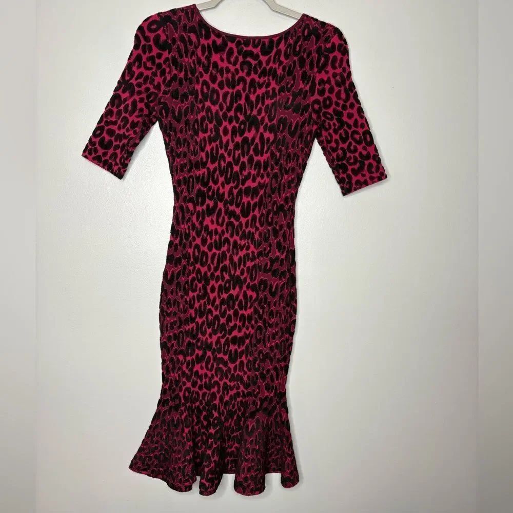 MILLY Cheetah Brocade Dress Textured Mermaid Flounce Glam - Picture 5 of 7